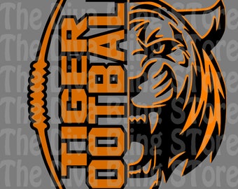 Tiger Football Half Face SVG File