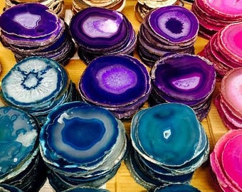 15% off Christmas in July Agate Slices Coasters Size - Agate Coaster -High Quality from Brazil - Create Your Own Set - Mosaic Art Framing Ho