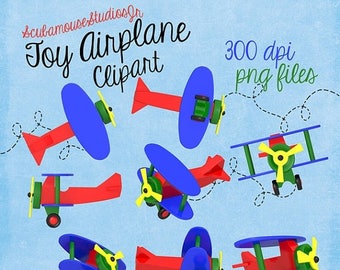 80% OFF SALE Airplane Clipart, toy airplane, digital clipart, scrapbooking, primary colors, digital supply, commercial use, 300 dpi wooden p