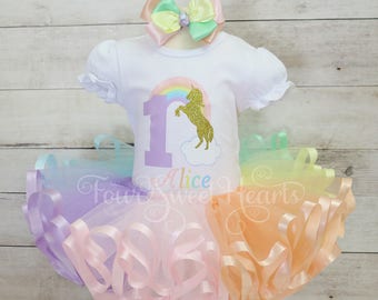 Birthday Unicorn Outfit, Pastel Rainbow Outfit, Unicorn Birthday Outfit, Unicorn Outfit, Rainbow Dress, Rainbow Tutu, Unicorn Dress