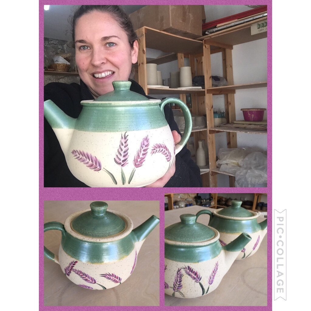 Set Ceramic Teapot And Two Tea Cups Paint Kettle Paint Cup