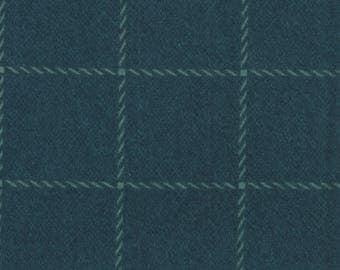 Flannel Fabric, Wool & Needle Flannels III, Blue Plaid, Primitive Gatherings, Moda Fabrics, End of the Bolt 22", 1130 17F