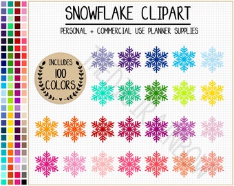 SALE 100 SNOWFLAKE clipart snowflake stickers christmas clipart winter graphics rainbow planner stickers christmas stickers frozen printable