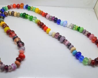 Necklace 90 cm 125 multicolor Lampwork Glass Beads beads