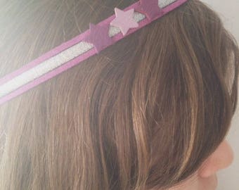 Headband cords purple and stars for girls