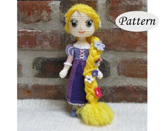 Amigurumi Pattern Crochet Doll Pattern Amigurumi Doll Pattern Amigurumi Princess Pattern - RAPUNZEL - Tutorial - PDF - Plush Doll Girl