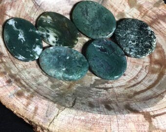 Moss Agate Pocket Stone / Worry Stone / Growth / Grounding / New Beginnings