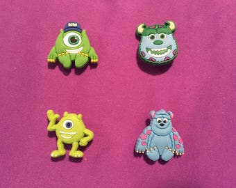 4-pc Monsters University Shoe Charms for Crocs, Silicone Bracelet Charms, Party Favors, Jibbitz