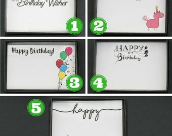 FREE SHIP • Birthday Gift Box Happy Birthday Gift Wrap • Ready to Ship Present Birthday Candle Unicorn Party Birthday Balloon • Printed Card