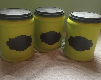 Upcycled Lime Green Coffee Containers