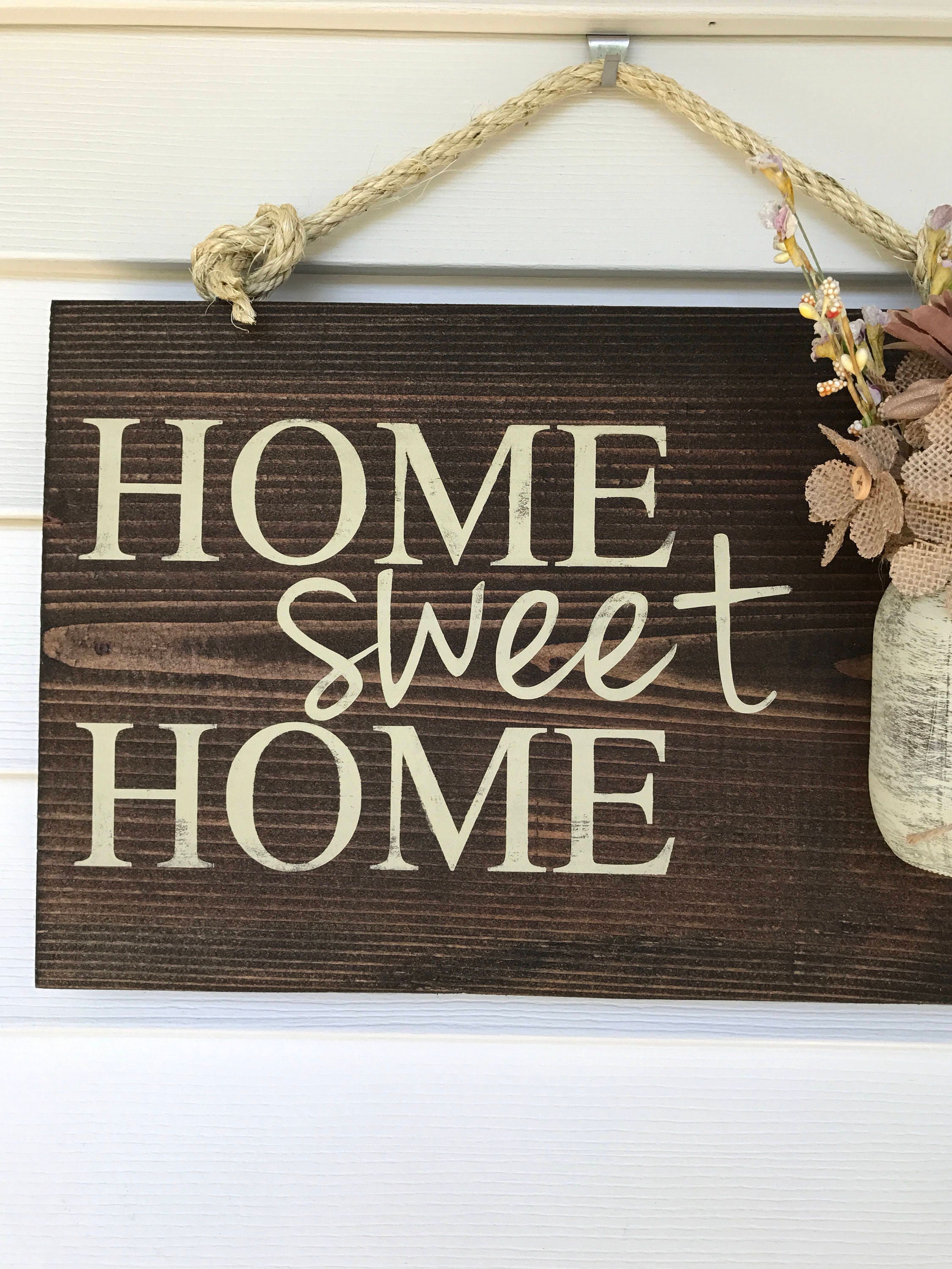 Mason Jar Home Sign Home Sweet Home Sign Rustic Home Sign