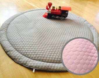 Choose Pink or Grey quilted backing and a print of your choice deer and dot baby Playmat boy girl unisex nursery rug new mum mom baby shower