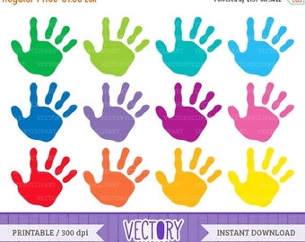 SALE 40%OFF 12 Handprint Clipart Set, Kids Handprint Images, Kids Hands, Hand Prints Children, Handprint Clip Art by VectoryClipart