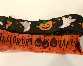 Vintage Halloween, Crepe Paper Streamers, Amscan Inc, Black and Orange Streamers, Halloween Party, Ghosts, Jack o Lantern Happy Halloween