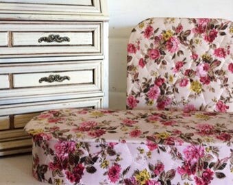 Quilted Glove Box, Vintage 50s Box, Vanity Box, Vintage, Vanity Décor, Makeup Storage Box, Silk Box, Quilted Box, Square Glove Box