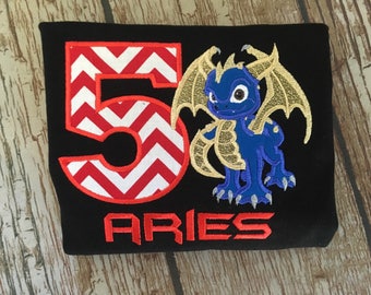Custom embroidered skylanders birthday shirt