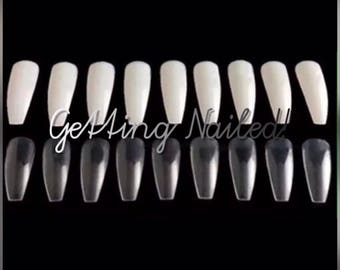 10- 600pc nails, long coffin nails, long ballerina nails, Clear tips, clear false nails, clear false nails, do it at home kit, pamper nail