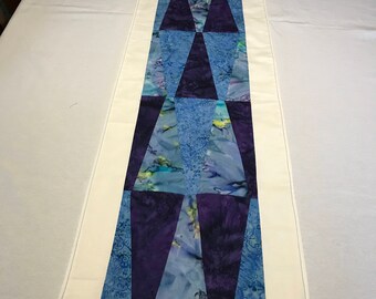 Lavender Table Runner, Batik Fabric, Dining Table Runner, Pieced Table Runner, Linen Table Runner, Table Topper, Colorful Table Runner