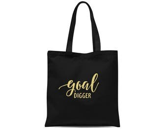 Goal Digger Inspirational Tote Bag | Gift for Boss | Boss Gift Motivational Bag | Black Tote Bag | Graduation Gift for Her