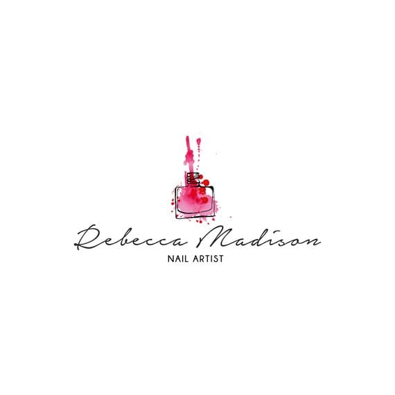 Pre-made Logo Nail Polish Watercolor Logo Nail Art Salon