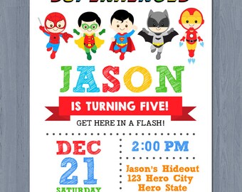 Superhero Birthday Invitation, Superhero Invitation, Avengers Invitation, Avengers birthday Invitation