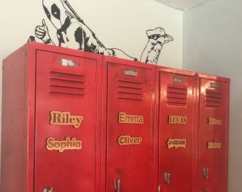 Personalized laser engraved magnetic name plates for lockers, refrigerators, or anything else made of ferromagnetic metals!