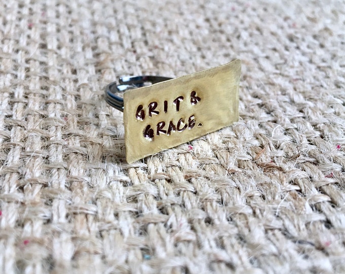Grace Ring, Grit and Grace Ring, Stamped Ring, Western Cowgirl Ring, Southern Quote Ring, Stamped Quote Ring, Boho Ring, Grit and Grace