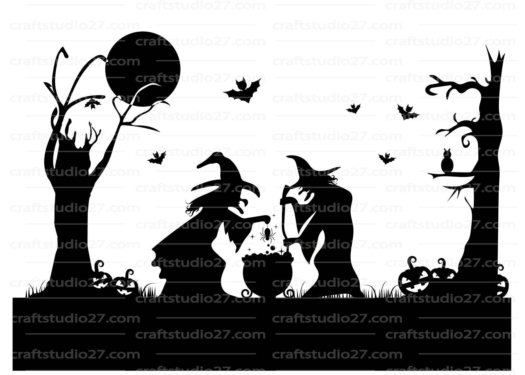 Download Digital download Halloween Witches with kettle SVG file ...