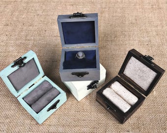 Customized Ring Box - Wood Ring Box - Proposal Box - Vintage Ring Box - Engagement Ring Box - Velvet Ring Box - Ring bearer box