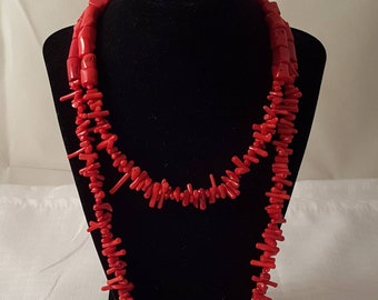 Red coral necklace | Etsy