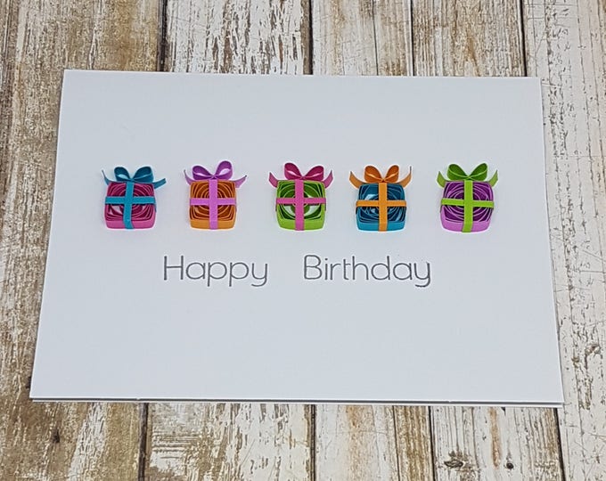 Paper Quilled Happy Birthday Card - 5x6.5