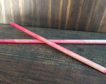 Set of 2 Hair Sticks | Hair Chopsticks | Red to Pink Ombre Hair Accessory