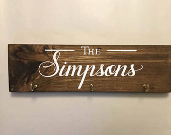 Rustic Wooden Key Holder For Wall Personalized Custom Family Name HolderWedding Gift Rustic Wooden Key Holder For Wall Personalized Custom Family Name HolderWedding Gift