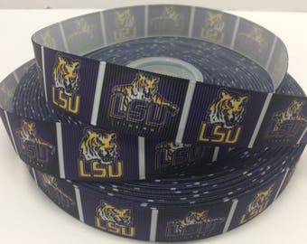 LSU University ribbons,Louisiana state university, lsu tigers, sport ribbons, team ribbons, 7/8 inch Grosgrain ribbons