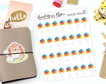 Balloon Planner Stickers - Rainbow Planner Stickers - Birthday Planner Stickers - Event Planner Stickers - 225