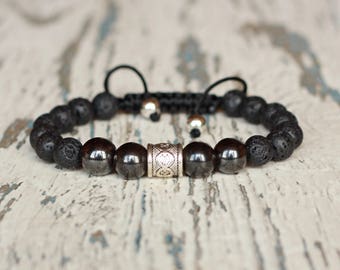 hematite bracelets adjustable Handmade Shamballa Jewelry mens bracelets Black mens bracelet beaded guy gifts For Dad String bracelet wrap