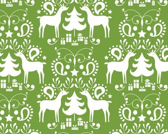 Treelicious - Rudolph Green - by Maude Asbury - 100% Premium Cotton Fabric - Blend Fabrics