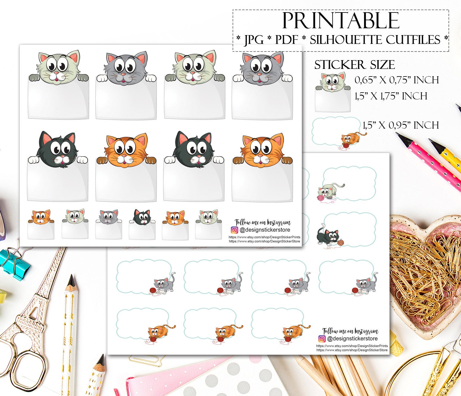 Cat Half box planner Stickers for Erin Condren Lifeplanner/Happy ...