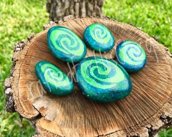 Moana Birthday Party Favors Heart of Te Fiti Hand Painted Stone - 1 Stone