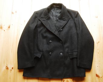 Vintage 60's British Postal Office GPO Grey Melton Style Fabric Double Breasted Cropped Jacket Large