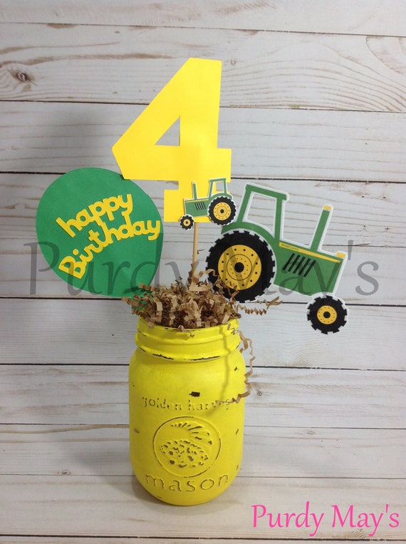 Tractor Centerpieces Green and Yellow Tractor Centerpieces