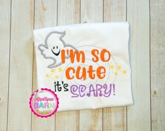I'm so cute it's scary Applique Design, Halloween Applique Design, Halloween Embroidery Design, Ghost Applique design, Halloween Ghost