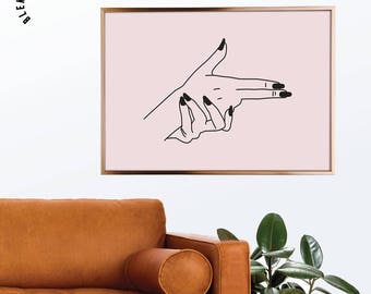 Bang Bang Print, Fashion Print, Line Art, Girl Boss Poster, Pink Femme Print, Scandinavian Modern, Line Drawing, Vector Art, Affiche