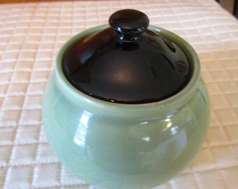 Hall Sugar Bowl, Black lid, Green