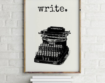 Typewriter Print, Writer Wall Art, Typewriter Poster, Writer Quote Art, Writer Gift Ideas
