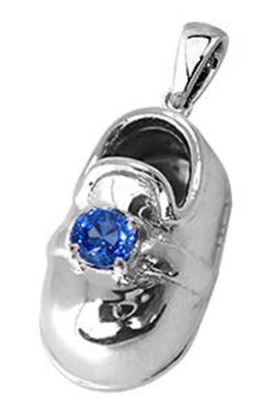 Baby Shoe Charm Pendant with Birthstone in 925 Sterling Silver