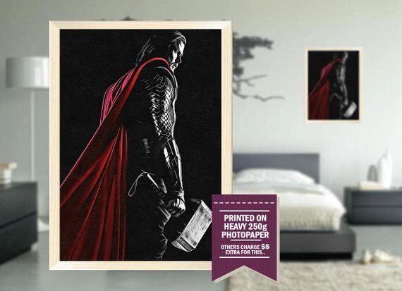 Thor Poster Fan Art Print Pencil Drawing Design GIFT Thor Poster Fan Art Print Pencil Drawing Design GIFT
