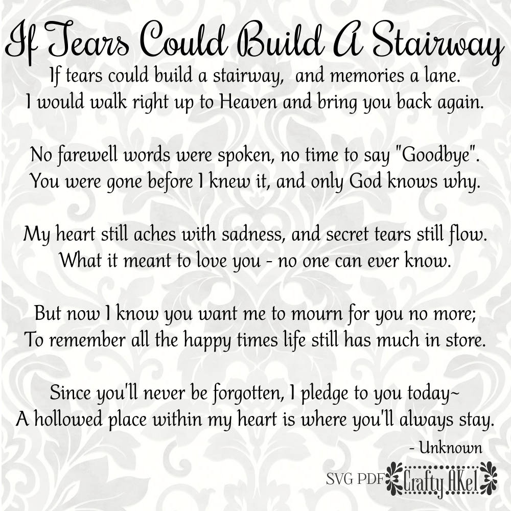 Download Bereavement svg If Tears Could Build A Stairway Mourning