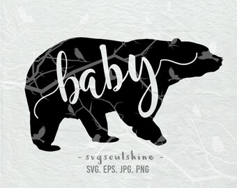 Baby Bear SVG File Bear Silhouette Cut File Cricut Clipart Print Vinyl wall decor, sticker Shirt Transfer Baby Svg
