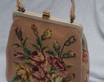 Vintage Needlepoint Purse Handbag Vogue Classy